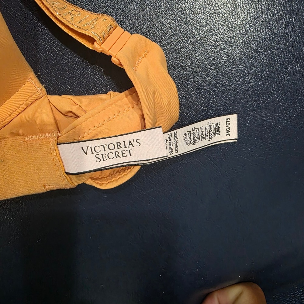 Victoria's Secret T-Shirt Push-Up Bra Orange Full Coverage Logo Straps 34C - Picture 4 of 4